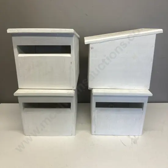 Lot of 4 Wooden Letterboxes Painted White